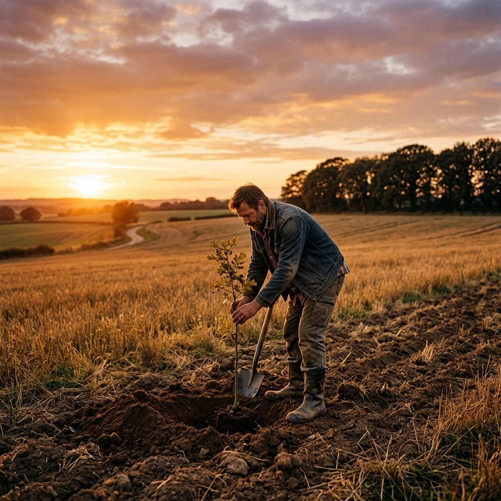 Planting a tree at sunset — the three legs of masculinity
